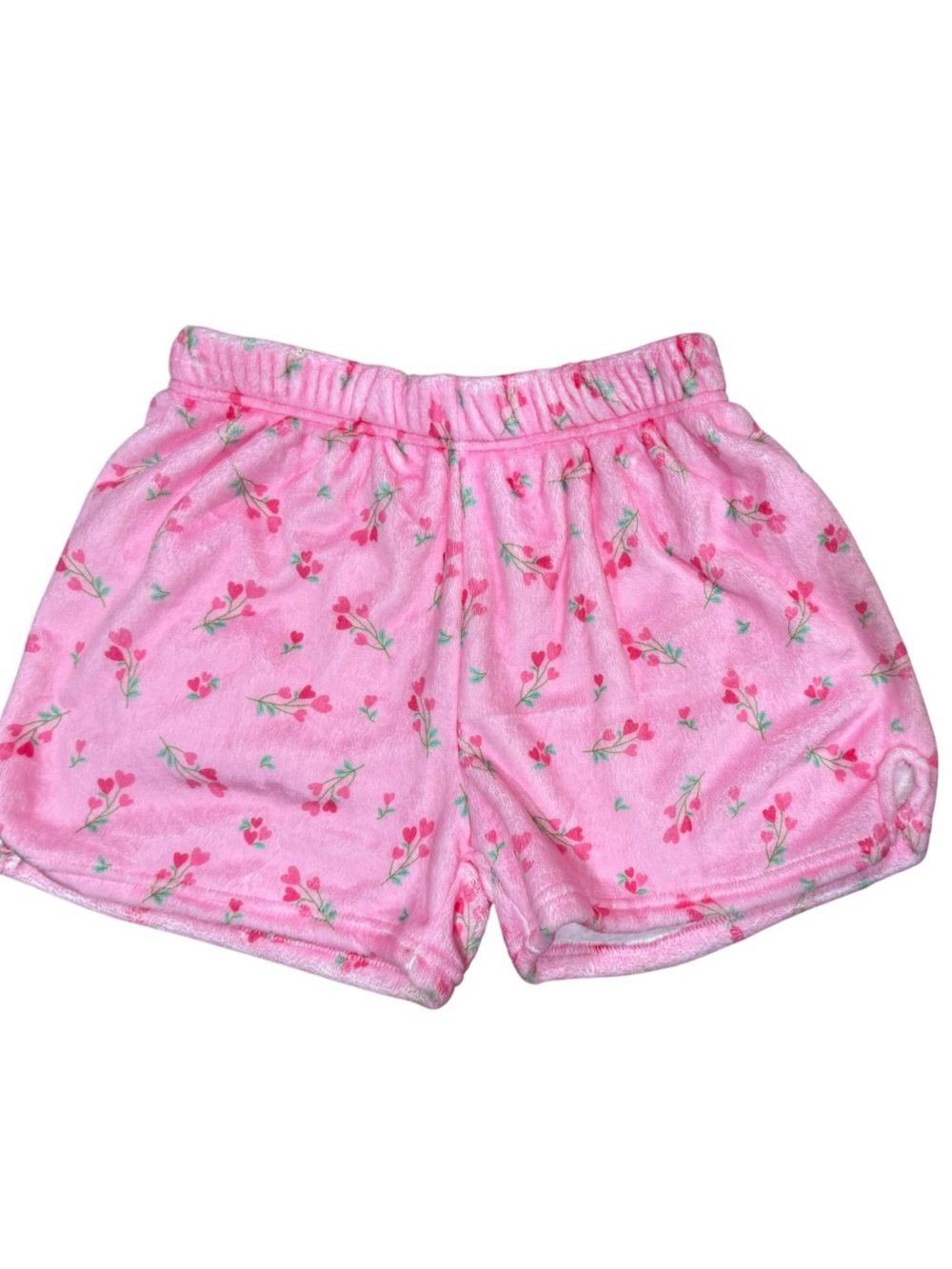 Iscream Theme Pink Heart Plush Lounge Sleep Shorts Adult Small